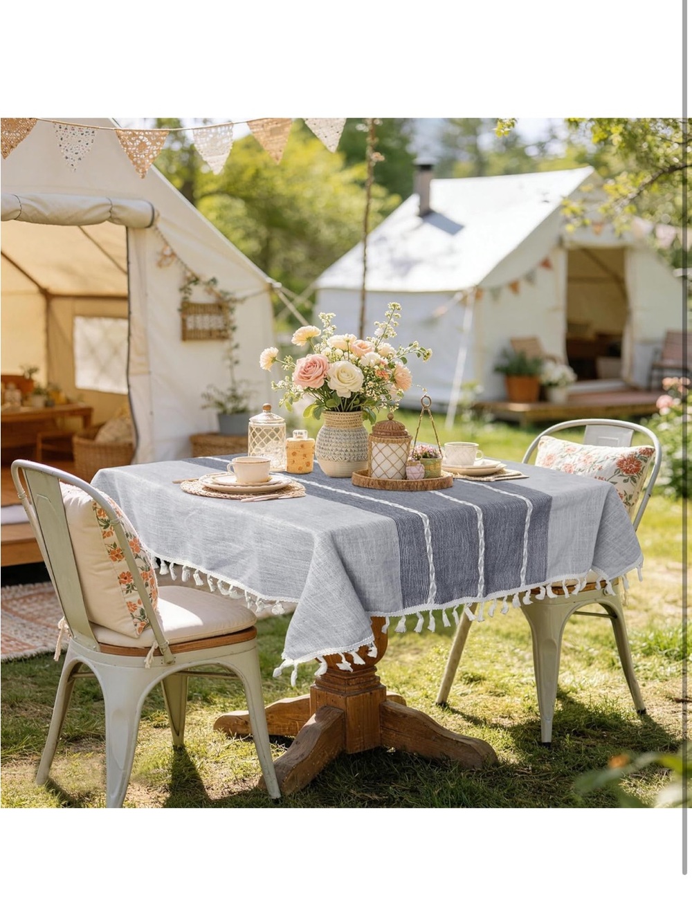 NEW Gray 36” Square Tablecloth, Rustic Farmhouse Grey - Picture 4 of 8